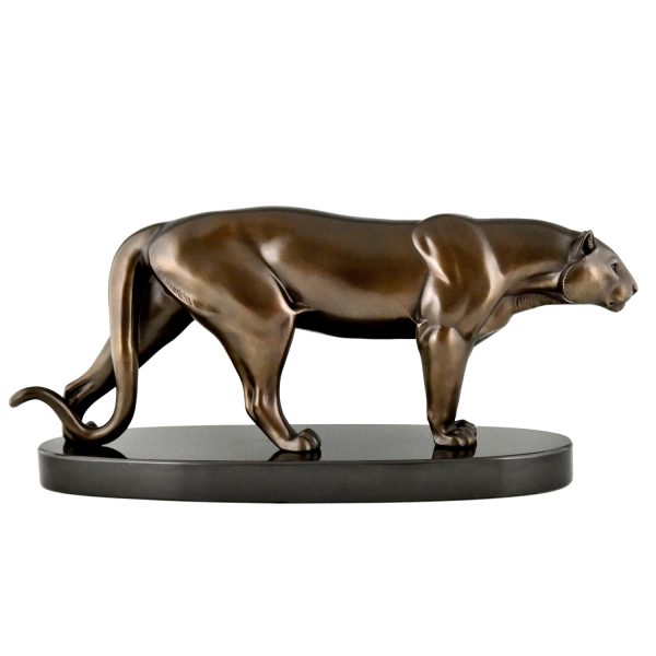 Art Deco sculptuur panter op ovale sokkel