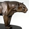 Art Deco sculpture of a panther on oval base