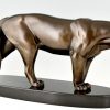 Art Deco sculpture of a panther on oval base