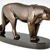 Art Deco sculpture of a panther on oval base