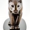 Art Deco sculpture of a panther on oval base