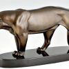 Art Deco sculpture of a panther on oval base