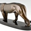 Art Deco sculpture of a panther on oval base