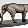 Art Deco sculpture of a panther on oval base