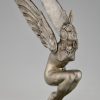 Art Deco bronze car mascot Egyptian winged nude.