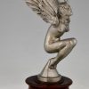 Mascotte automobile Art Deco en bronze femme libellulle