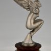 Art Deco auto mascotte in bronze, gevleugelde naakt vrouw