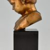 Antique bronze sculpture bust of a boy cupid.
