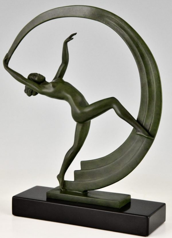 Bacchanale,  Art Deco sculpture nude scarf dancer
