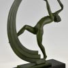 Bacchanale,  Art Deco sculpture nude scarf dancer