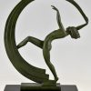 Bacchanale,  Art Deco sculpture nude scarf dancer