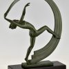 Bacchanale,  Art Deco sculpture nude scarf dancer