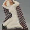 Dreiteilige Art Deco Keramik Skulpturen Satz mit sitzenden Aktfiguren