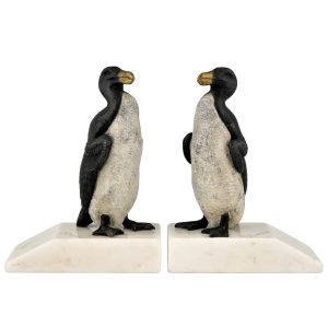 Art Deco bookends Carvin penguins - 1
