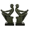 Art Deco bookends with reading nudes Delassement