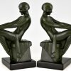 Art Deco bookends with reading nudes Delassement