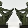 Art Deco bookends with reading nudes Delassement