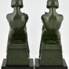 Art Deco bookends with reading nudes Delassement