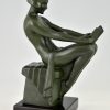 Art Deco bookends with reading nudes Delassement