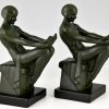 Art Deco bookends with reading nudes Delassement