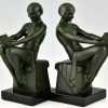 Art Deco bookends with reading nudes Delassement