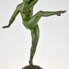 Sculpture en bronze Art Deco d’une danseuse nue