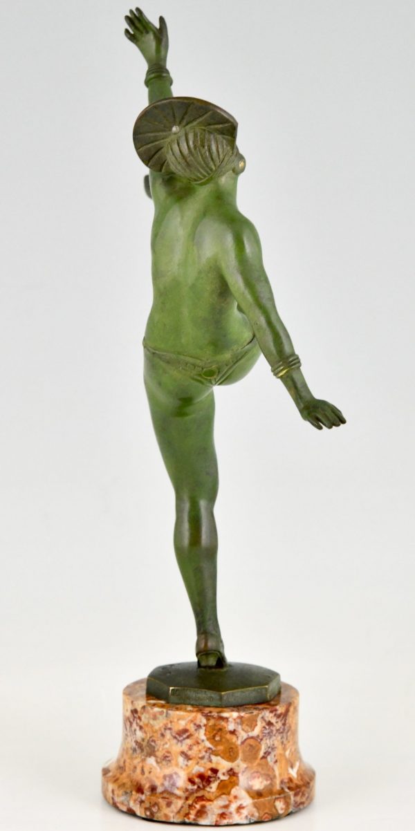 Art Deco bronze sculpture of a nude dancer