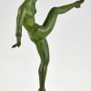 Sculpture en bronze Art Deco d’une danseuse nue