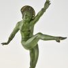 Art Deco bronze sculpture of a nude dancer
