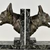 Serre livres Art Deco en bronze chiens de berger