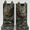 Art Deco bronze bookends with shepherd dogs.