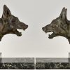 Art Deco bronzen boekensteunen met herdershonden