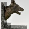 Serre livres Art Deco en bronze chiens de berger