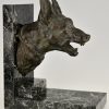 Art Deco bronze bookends with shepherd dogs.