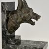 Serre livres Art Deco en bronze chiens de berger