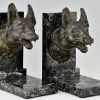 Serre livres Art Deco en bronze chiens de berger