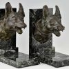 Art Deco bronze bookends with shepherd dogs.