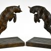 Art Deco bronze lamb bookends