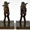 Art Deco bronze lamb bookends