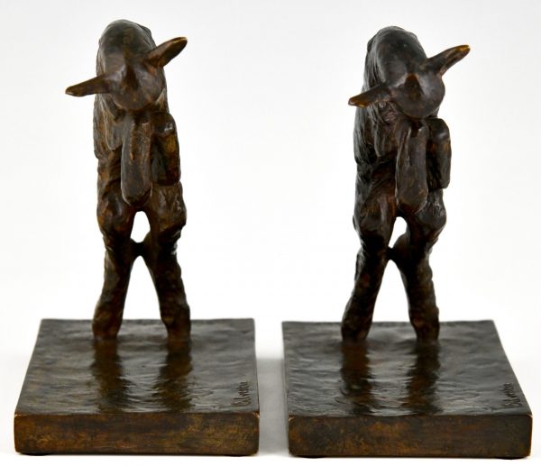 Art Deco bronze lamb bookends