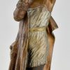 Art Deco Bronze Skulptur Frau mit Hut