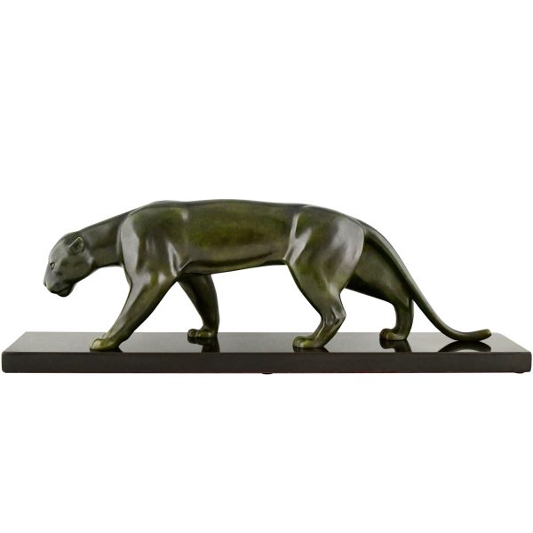 Art Deco bronze sculpture of a panther