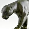 Art Deco bronze sculpture of a panther