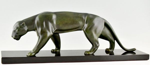 Art Deco bronze sculpture of a panther