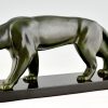 Art Deco bronzen beeld van een panter