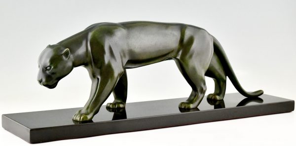 Art Deco bronze sculpture of a panther