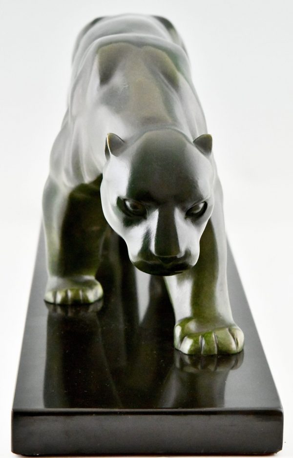 Art Deco bronze sculpture of a panther