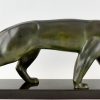 Art Deco bronzen beeld van een panter