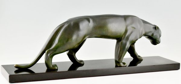 Art Deco bronze sculpture of a panther