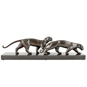 Art Deco bronze panthers Luc Alliot - 1